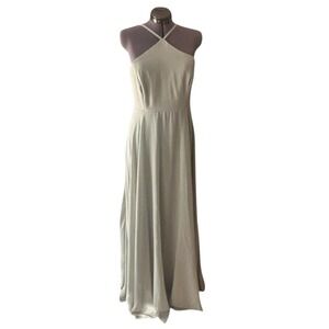 Lulus Sage Green Halter Maxi Dress Formal Wedding Guest Prom Gown Large